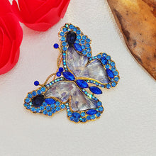 Load image into Gallery viewer, Gorgeous Blue Crystal and Enamel Butterfly Broach Pin Bug Unisex Jewelry
