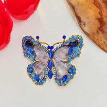 Load image into Gallery viewer, Gorgeous Blue Crystal and Enamel Butterfly Broach Pin Bug Unisex Jewelry
