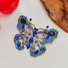 Load image into Gallery viewer, Gorgeous Blue Crystal and Enamel Butterfly Broach Pin Bug Unisex Jewelry
