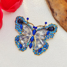 Load image into Gallery viewer, Gorgeous Blue Crystal and Enamel Butterfly Broach Pin Bug Unisex Jewelry
