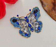 Load image into Gallery viewer, Gorgeous Blue Crystal and Enamel Butterfly Broach Pin Bug Unisex Jewelry
