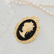 Load image into Gallery viewer, 1920s-style Left-facing Cameo Silhouette Brooch Lady Pin Costume Jewelry
