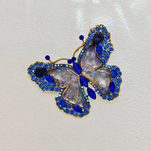 Load image into Gallery viewer, Gorgeous Blue Crystal and Enamel Butterfly Broach Pin Bug Unisex Jewelry
