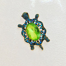 Load image into Gallery viewer, Cute Green Rhinestone Sea Turtle Brooch Pin Beach Jewelry
