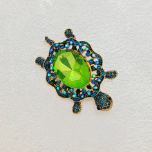 Load image into Gallery viewer, Cute Green Rhinestone Sea Turtle Brooch Pin Beach Jewelry
