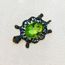 Load image into Gallery viewer, Cute Green Rhinestone Sea Turtle Brooch Pin Beach Jewelry
