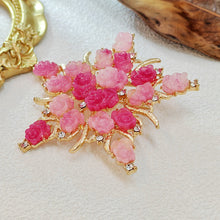 Load image into Gallery viewer, Fashionable Look Pink Sculpted Floral Star Brooches Pins Romantic Jewelry for Mom Grandmother Friend Colleague Birthday Gift
