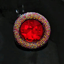 Load image into Gallery viewer, Stunning AB Aurora Borealis Red Rhinestone Round Pin Brooch Vintage Statement Jewelry
