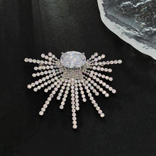 Load image into Gallery viewer, Stunning Splendid Silver Tone Cubic Zircon Sunburst Brooch Pin Daily Wear Jewelry
