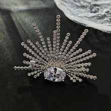 Load image into Gallery viewer, Stunning Splendid Silver Tone Cubic Zircon Sunburst Brooch Pin Daily Wear Jewelry
