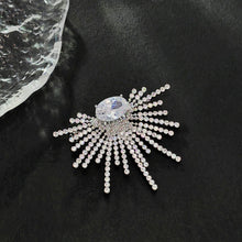 Load image into Gallery viewer, Stunning Splendid Silver Tone Cubic Zircon Sunburst Brooch Pin Daily Wear Jewelry
