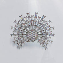 Load image into Gallery viewer, Stunning Glitter Silver Tone Baguette Cut Clear CZ Spike Sunshine Pin Burst Sunburst Jewelry
