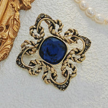 Load image into Gallery viewer, Gorgeous Vintage Blue Rhinestone Art Nouveau Broach Pin Cross Jewely
