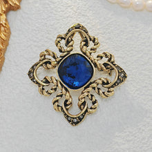 Load image into Gallery viewer, Gorgeous Vintage Blue Rhinestone Art Nouveau Broach Pin Cross Jewely
