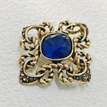 Load image into Gallery viewer, Gorgeous Vintage Blue Rhinestone Art Nouveau Broach Pin Cross Jewely
