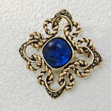 Load image into Gallery viewer, Gorgeous Vintage Blue Rhinestone Art Nouveau Broach Pin Cross Jewely
