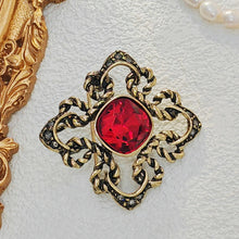 Load image into Gallery viewer, Fabulous Vintage Art Nouveau Red Rhinestone Brooch Pin Cross Jewely
