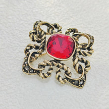 Load image into Gallery viewer, Fabulous Vintage Art Nouveau Red Rhinestone Brooch Pin Cross Jewely
