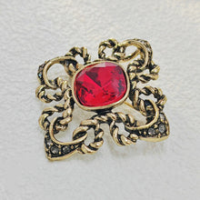 Load image into Gallery viewer, Fabulous Vintage Art Nouveau Red Rhinestone Brooch Pin Cross Jewely
