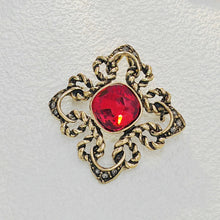 Load image into Gallery viewer, Fabulous Vintage Art Nouveau Red Rhinestone Brooch Pin Cross Jewely
