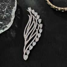 Load image into Gallery viewer, Jewelblings Delicate Pear Shaped Stone Hemmed Clear White Fern Leaf Brooches Pins Formal Suit Jewelry for Mother&#39;s Day Birthday Anniversary
