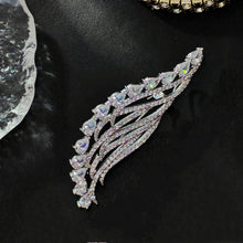 Load image into Gallery viewer, Jewelblings Delicate Pear Shaped Stone Hemmed Clear White Fern Leaf Brooches Pins Formal Suit Jewelry for Mother&#39;s Day Birthday Anniversary
