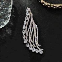 Load image into Gallery viewer, Jewelblings Delicate Pear Shaped Stone Hemmed Clear White Fern Leaf Brooches Pins Formal Suit Jewelry for Mother&#39;s Day Birthday Anniversary
