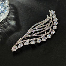 Load image into Gallery viewer, Jewelblings Delicate Pear Shaped Stone Hemmed Clear White Fern Leaf Brooches Pins Formal Suit Jewelry for Mother&#39;s Day Birthday Anniversary
