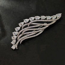 Load image into Gallery viewer, Jewelblings Delicate Pear Shaped Stone Hemmed Clear White Fern Leaf Brooches Pins Formal Suit Jewelry for Mother&#39;s Day Birthday Anniversary
