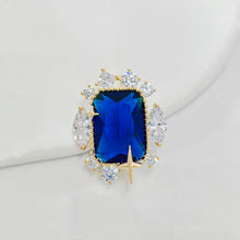 Load image into Gallery viewer, Stunning Cluster Stylish Blue Stone Art Deco Collar Pin Lapel Accessory
