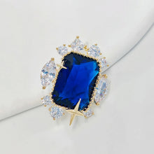 Load image into Gallery viewer, Stunning Cluster Stylish Blue Stone Art Deco Collar Pin Lapel Accessory
