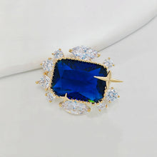 Load image into Gallery viewer, Stunning Cluster Stylish Blue Stone Art Deco Collar Pin Lapel Accessory
