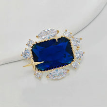 Load image into Gallery viewer, Stunning Cluster Stylish Blue Stone Art Deco Collar Pin Lapel Accessory
