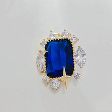 Load image into Gallery viewer, Stunning Cluster Stylish Blue Stone Art Deco Collar Pin Lapel Accessory
