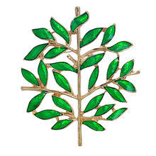 Load image into Gallery viewer, Elegant Golden Branch Green Enamel Leaves Tree Pins Brooches
