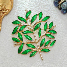 Load image into Gallery viewer, Elegant Golden Branch Green Enamel Leaves Tree Pins Brooches
