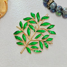 Load image into Gallery viewer, Elegant Golden Branch Green Enamel Leaves Tree Pins Brooches
