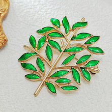 Load image into Gallery viewer, Elegant Golden Branch Green Enamel Leaves Tree Pins Brooches
