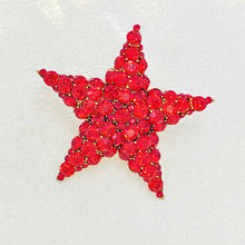 Load image into Gallery viewer, Jewelblings Stunning Full Micro Pave Red Crystal Five-Pointed Star Brooch and Pin Anniversary Winter Holiday Jewelry for Women Sweater Coat
