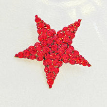 Load image into Gallery viewer, Jewelblings Stunning Full Micro Pave Red Crystal Five-Pointed Star Brooch and Pin Anniversary Winter Holiday Jewelry for Women Sweater Coat
