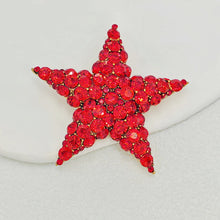 Load image into Gallery viewer, Jewelblings Stunning Full Micro Pave Red Crystal Five-Pointed Star Brooch and Pin Anniversary Winter Holiday Jewelry for Women Sweater Coat
