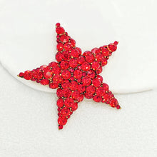 Load image into Gallery viewer, Jewelblings Stunning Full Micro Pave Red Crystal Five-Pointed Star Brooch and Pin Anniversary Winter Holiday Jewelry for Women Sweater Coat
