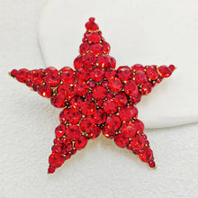 Load image into Gallery viewer, Jewelblings Stunning Full Micro Pave Red Crystal Five-Pointed Star Brooch and Pin Anniversary Winter Holiday Jewelry for Women Sweater Coat
