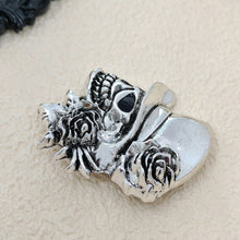 Load image into Gallery viewer, Punk Vintage Silver Metal Rose &amp; Skull Head Brooch Pin with Hat Gothic Themed Party Jewelry
