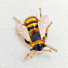 Load image into Gallery viewer, Jewelblings Vintage Gold Tone White Winged Black Yellow Bubble Bee Enamel Broach Pins for Insect Jewelry Collection
