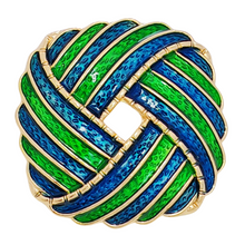 Load image into Gallery viewer, Arabian Inspire Blue Green Enamel Stripe Overlap Square Brooch Fashion Designer Jewelry
