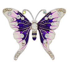 Load image into Gallery viewer, Jewelblings Gorgeous Clear Crystal Accent Purple Enamel Butterfly Broach Pin Insect Jewelry for Women Girl Coat Dress Gown Scarf Shawl Wrap
