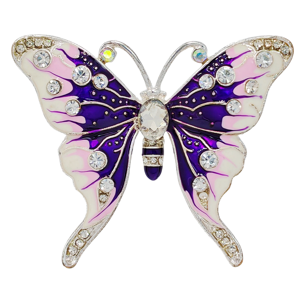 Jewelblings Gorgeous Clear Crystal Accent Purple Enamel Butterfly Broach Pin Insect Jewelry for Women Girl Coat Dress Gown Scarf Shawl Wrap