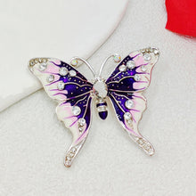 Load image into Gallery viewer, Jewelblings Gorgeous Clear Crystal Accent Purple Enamel Butterfly Broach Pin Insect Jewelry for Women Girl Coat Dress Gown Scarf Shawl Wrap
