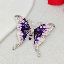 Load image into Gallery viewer, Jewelblings Gorgeous Clear Crystal Accent Purple Enamel Butterfly Broach Pin Insect Jewelry for Women Girl Coat Dress Gown Scarf Shawl Wrap
